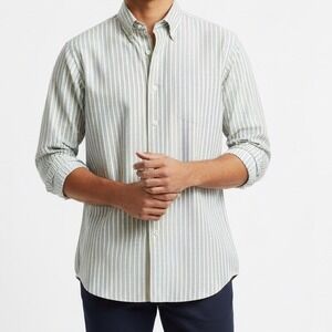 Polo Ralph Lauren Blue Yellow Striped Oxford‎ Button Down Men's 16.5 neck 34/35